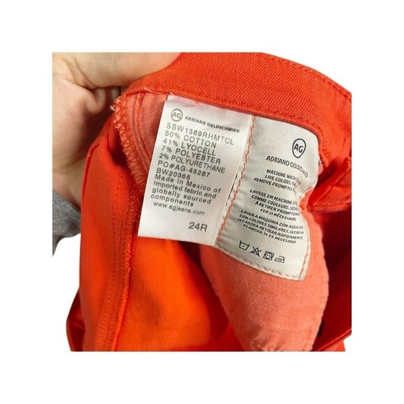 AG Adriano Goldschmied The Legging Ankle Jeans Red Raw Hem 24R Stretch - Picture 7 of 7